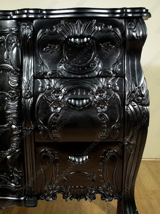 Black Rococo Carved Dresser