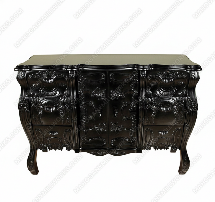 Black Rococo Carved Dresser