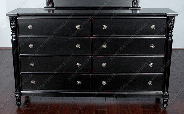 Distressed Black 8 Drawer Dresser Chest w/ Mirror