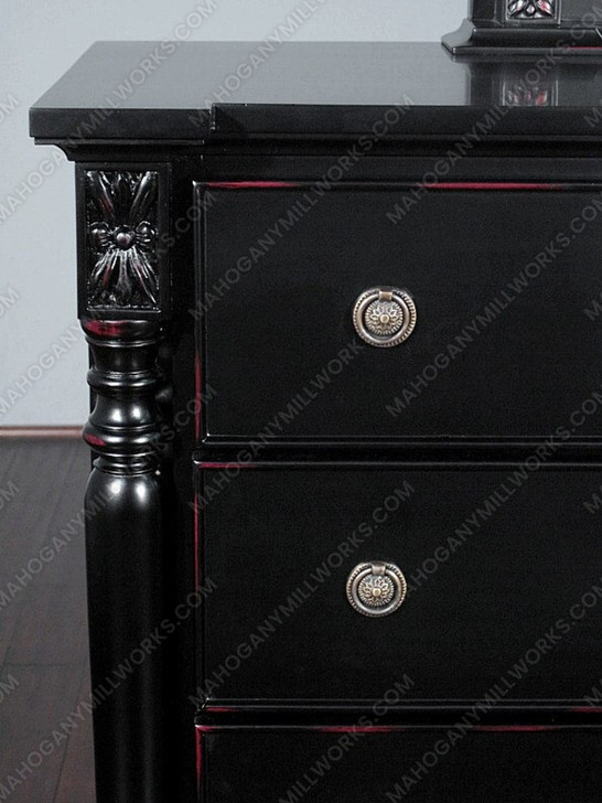 Distressed Black 8 Drawer Dresser Chest w/ Mirror