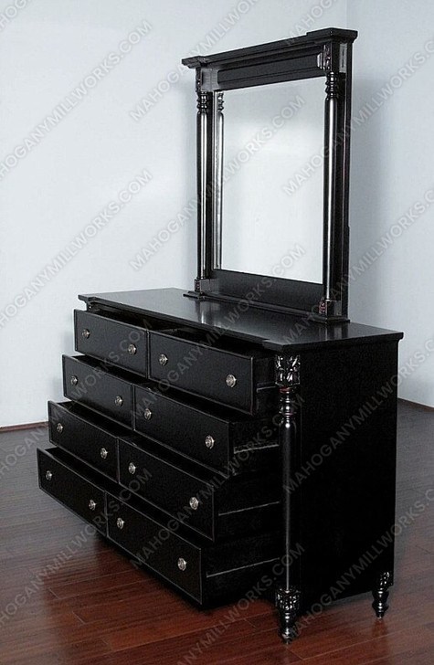 Distressed Black 8 Drawer Dresser w/ Mirror