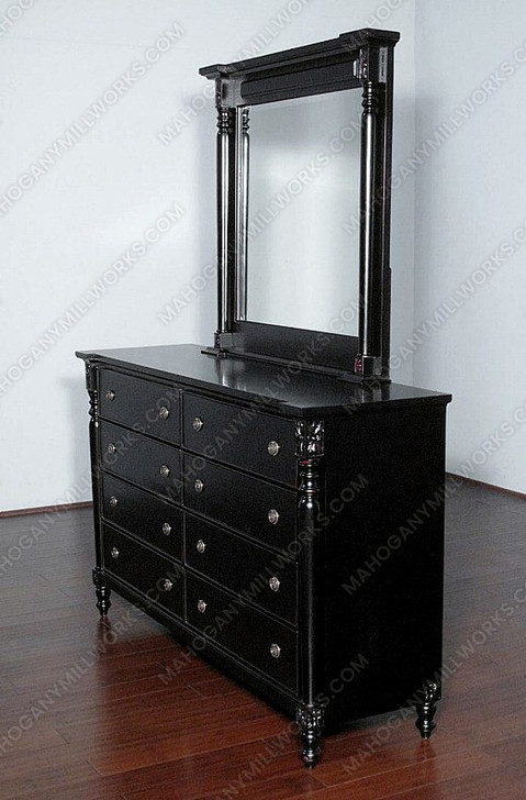 Distressed Black 8 Drawer Dresser w/ Mirror