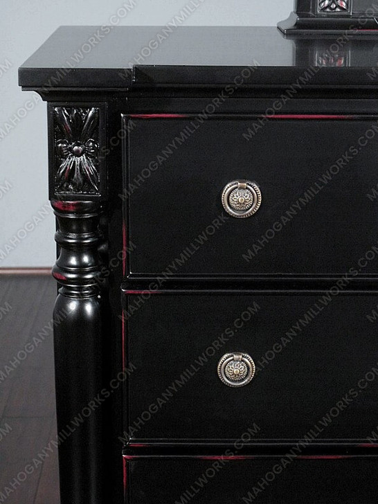 Distressed Black 8 Drawer Dresser w/ Mirror