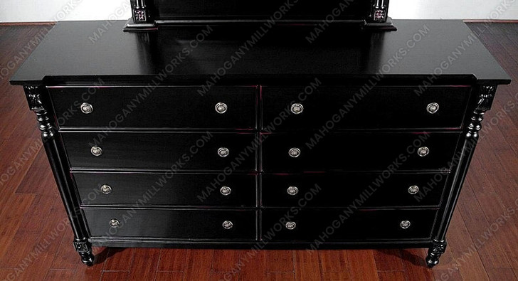 Distressed Black 8 Drawer Dresser w/ Mirror