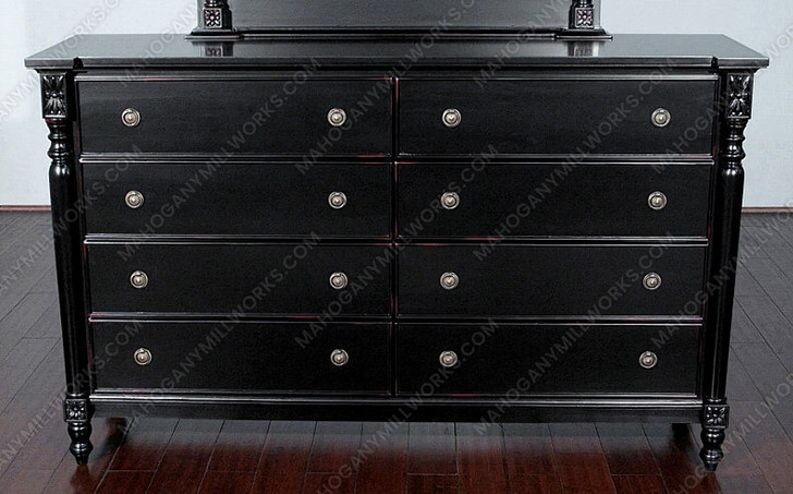 Distressed Black 8 Drawer Dresser w/ Mirror