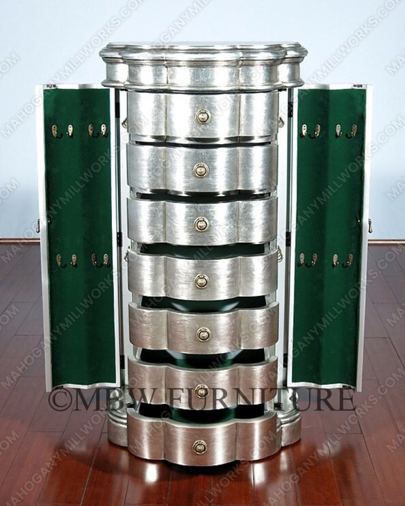 Silver Leaf 7-Drawer Jewelry Chest / Armoire