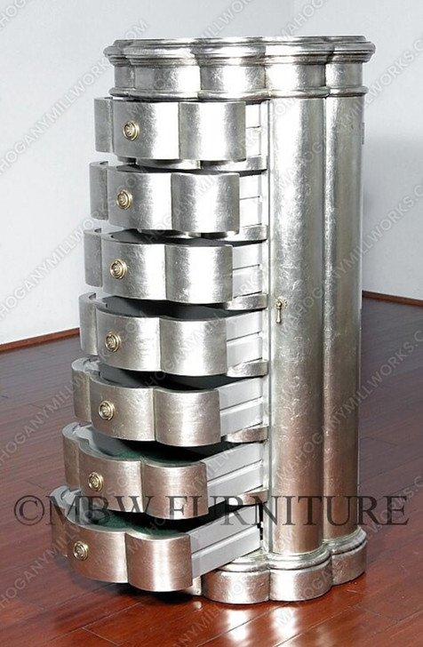 Silver Leaf 7-Drawer Jewelry Chest / Armoire