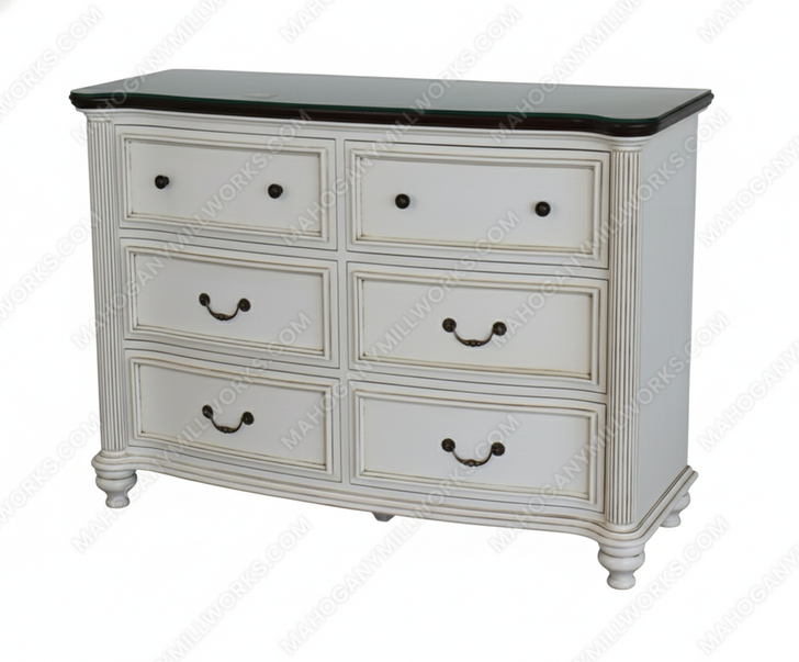 Custom Mahogany Painted White marble top Chest Dresser