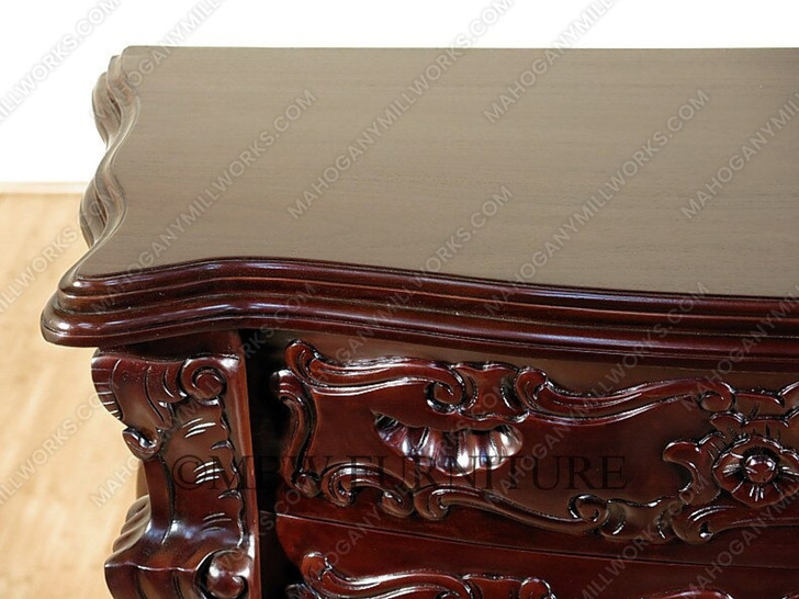 Dark Mahogany French Rococo 6-Drawer Chest