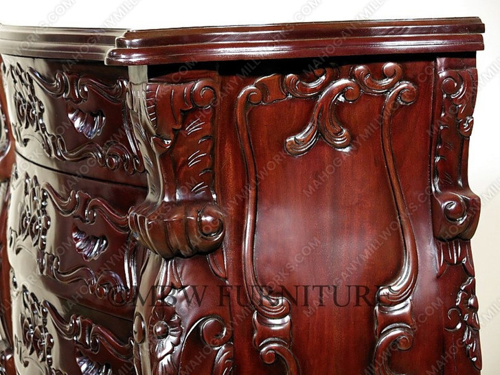Dark Mahogany French Rococo 6-Drawer Chest
