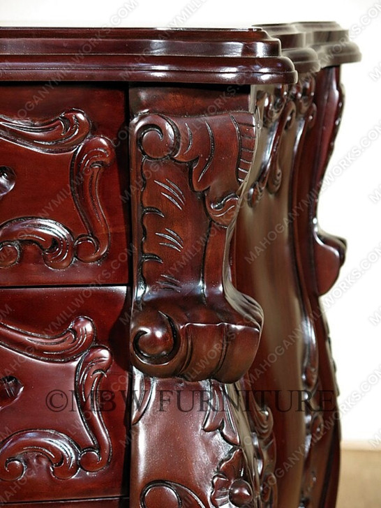 Dark Mahogany French Rococo 6-Drawer Chest