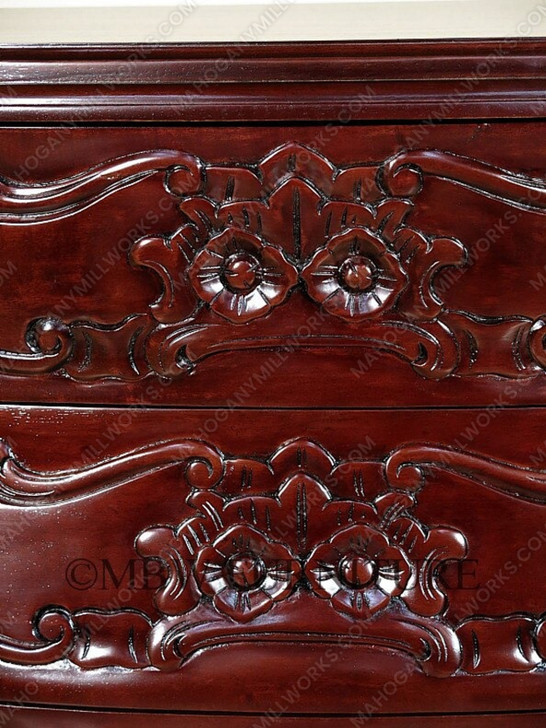 Dark Mahogany French Rococo 6-Drawer Chest