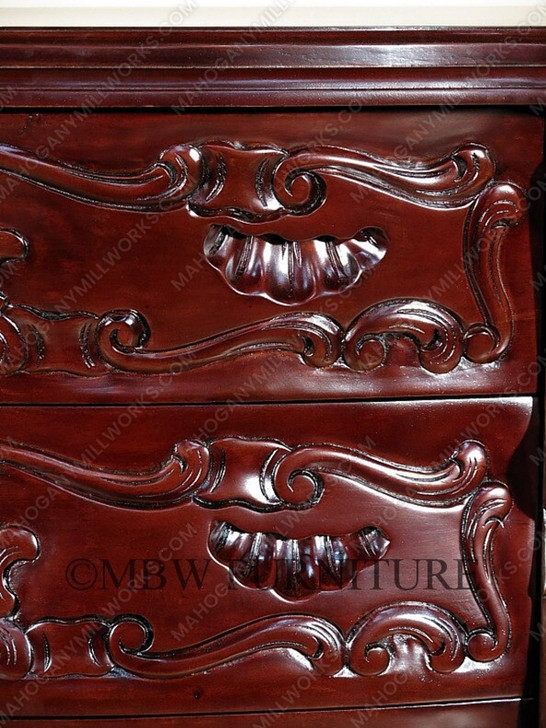Dark Mahogany French Rococo 6-Drawer Chest
