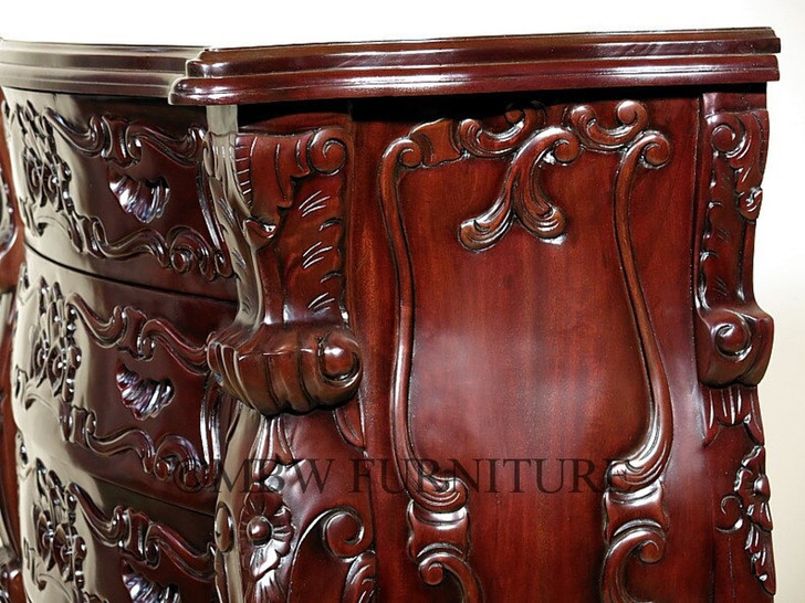 Dark Mahogany French Rococo 6-Drawer Chest