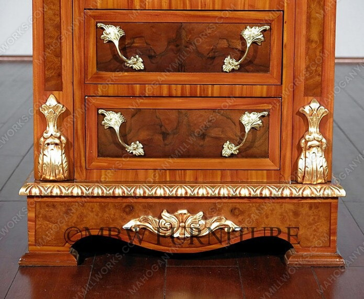 Burl Walnut French 7-Drawer Jewelry Chest