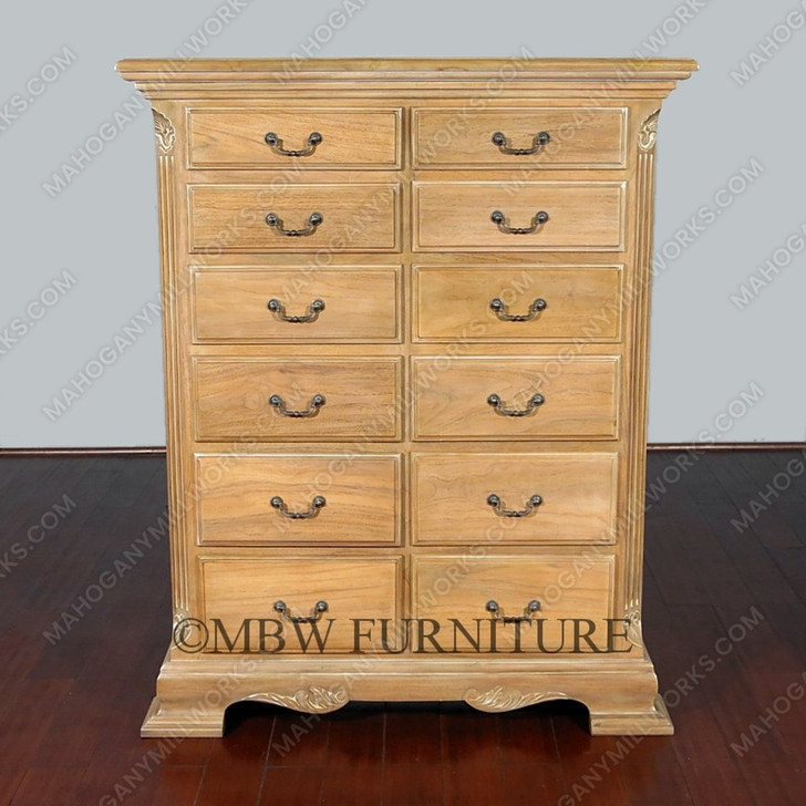 Solid Teak 12 Drawer Dresser Chest