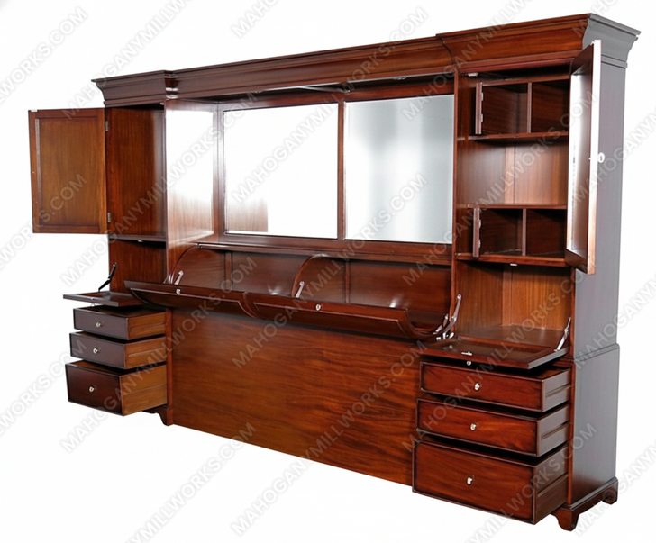 12ft Mahogany King Headboard w/ Bookcase