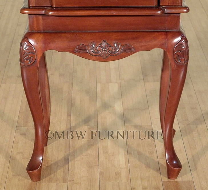 Antiqued Mahogany 5 Drawer Jewelry Chest Armoire w/ Mirror
