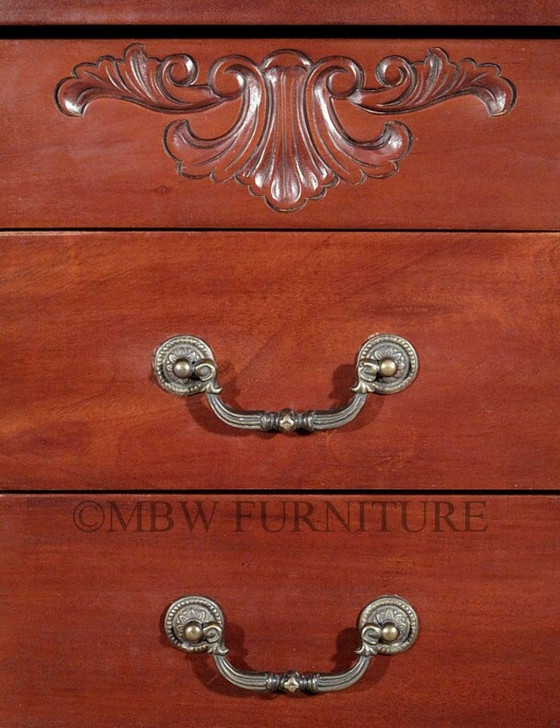 Antiqued Mahogany 5 Drawer Jewelry Chest Armoire w/ Mirror