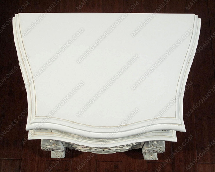 Antiqued White Rococo Nightstand / Bedside Table/Chest