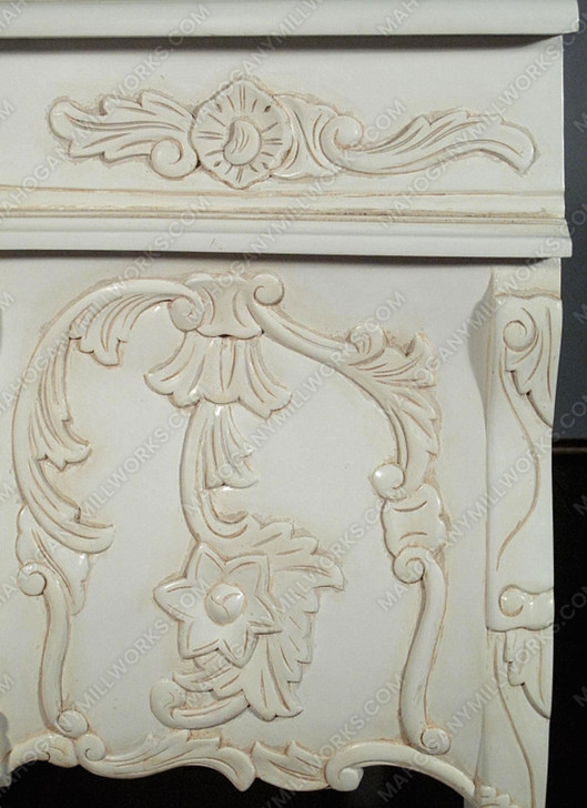 Antiqued White Rococo Nightstand / Bedside Table/Chest