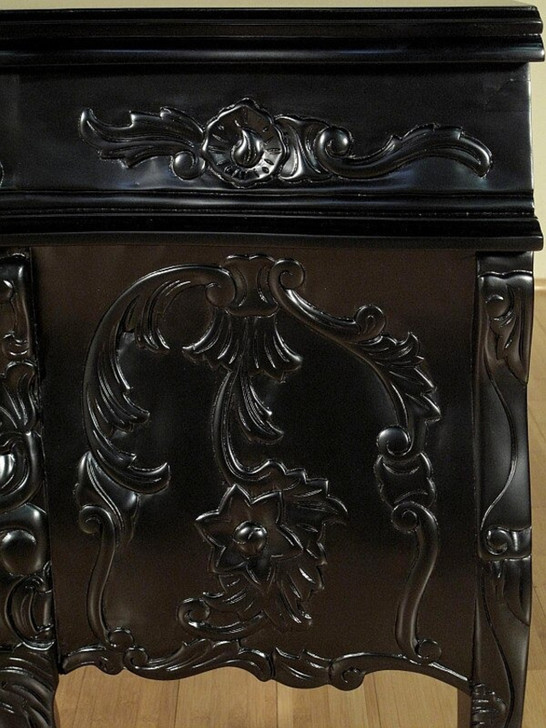 Black Rococo 3 Drawer Nightstand / Bedside Table/Chest