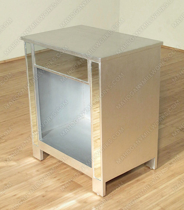 Distressed Silver Mirrored Nightstand