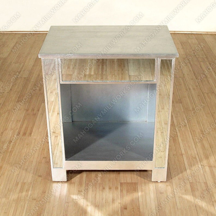 Distressed Silver Mirrored Nightstand