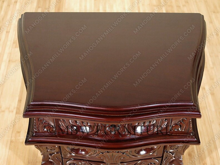 Solid Chocolate Mahogany French Rococo 3-Drawer Nightstand / Bedside Table/Chest