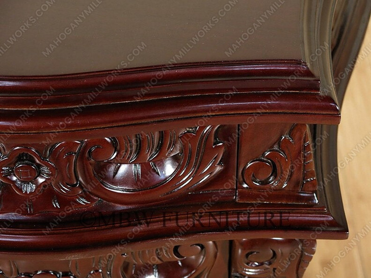 Solid Chocolate Mahogany French Rococo 3-Drawer Nightstand / Bedside Table/Chest