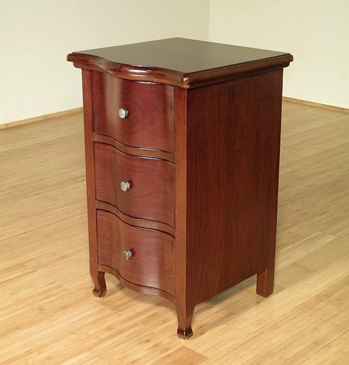 Solid Mahogany Victorian 3 Drawer Nightstand Side Table