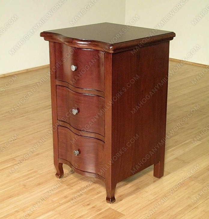Solid Mahogany Victorian 3 Drawer Nightstand Side Table