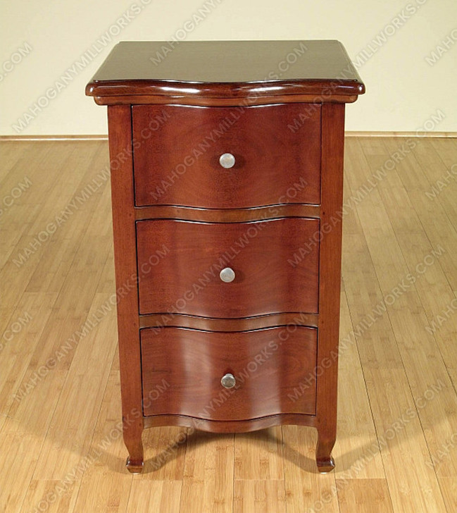 Solid Mahogany Victorian 3 Drawer Nightstand Side Table