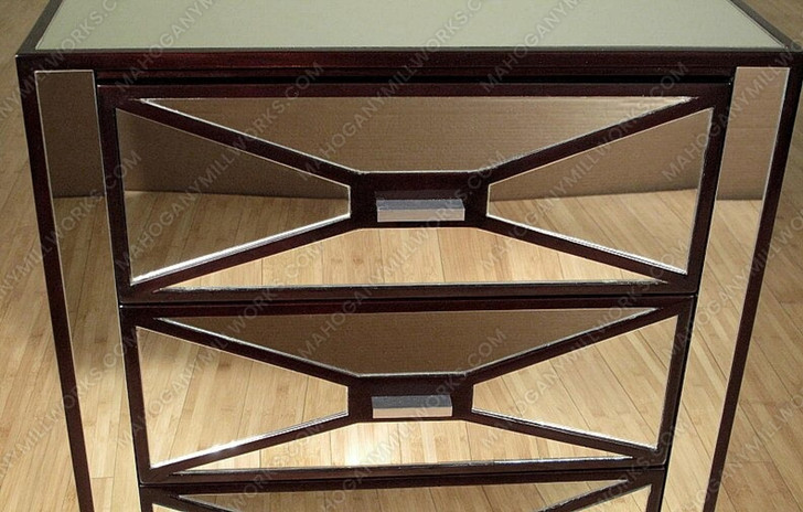 Mirrored 3-Drawer Tuxedo Nightstand