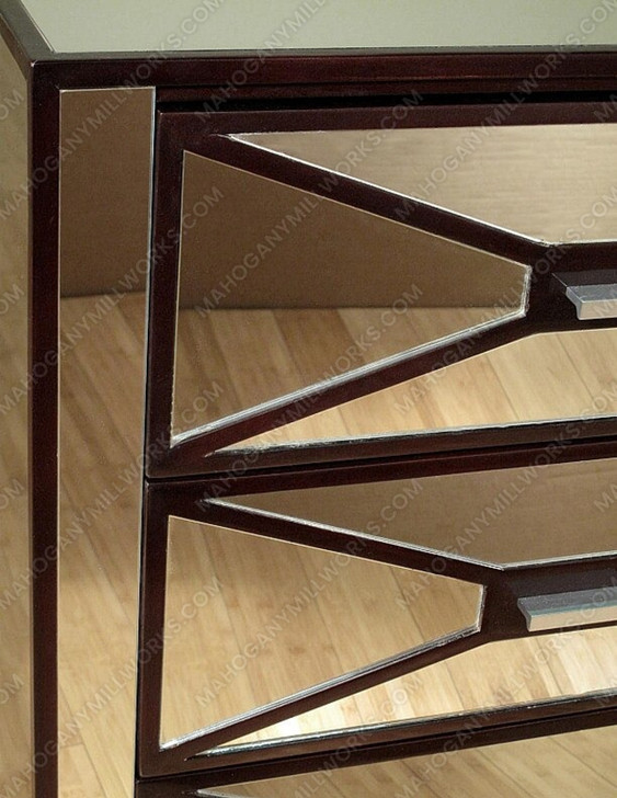 Mirrored 3-Drawer Tuxedo Nightstand