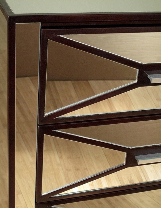 Mirrored 3-Drawer Tuxedo Nightstand