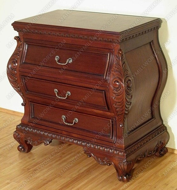 Mahogany 3-Drawer Bombay Nightstand