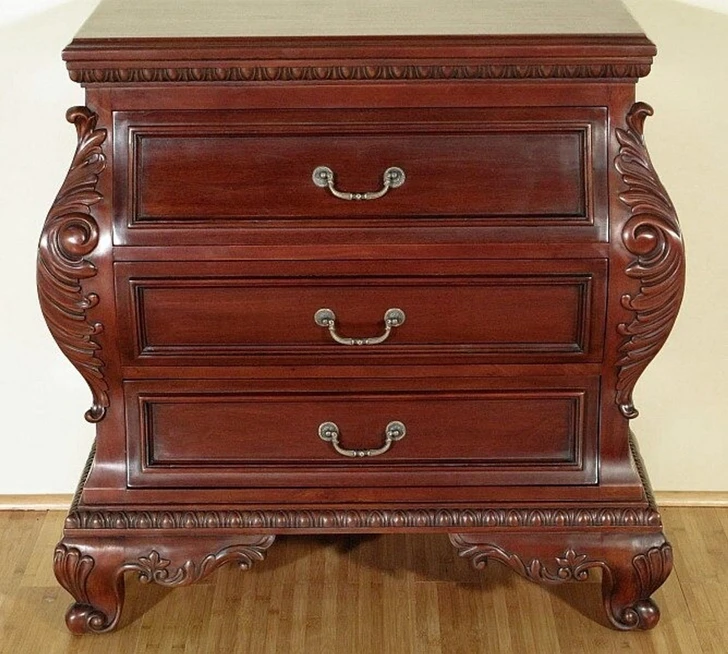 Mahogany 3-Drawer Bombay Nightstand