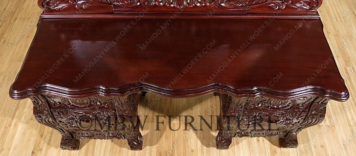 Dark Mahogany French Rococo Vanity Mirror Dresser