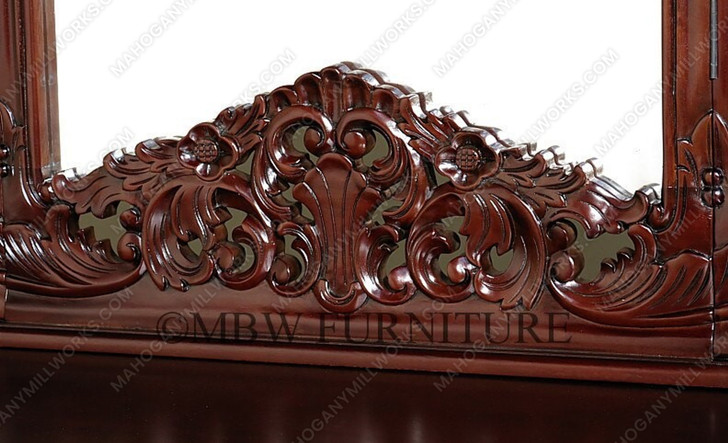 Dark Mahogany French Rococo Vanity Mirror Dresser