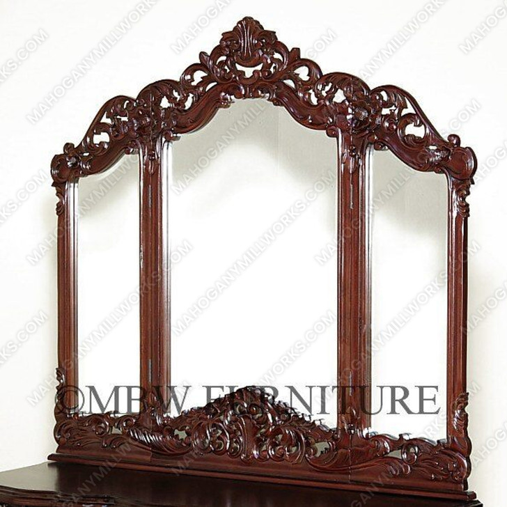 Dark Mahogany French Rococo Vanity Mirror Dresser