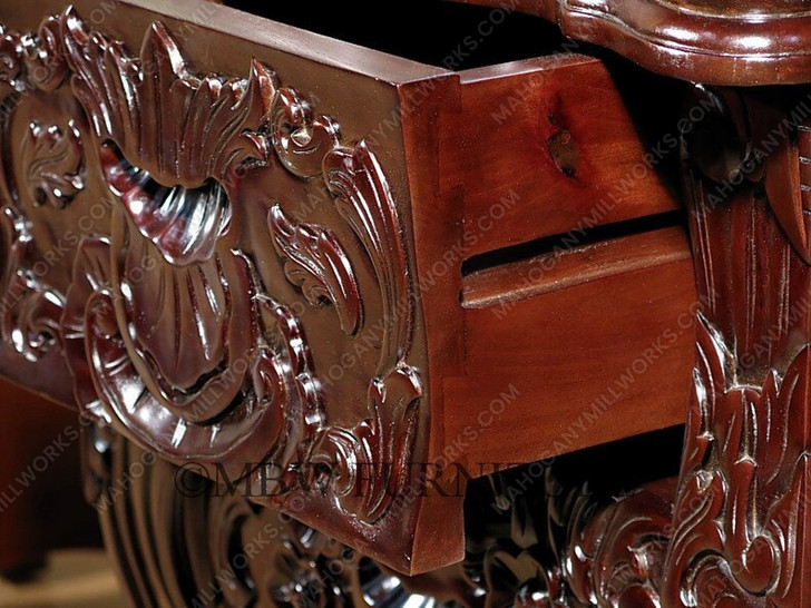 Dark Mahogany French Rococo Vanity Mirror Dresser