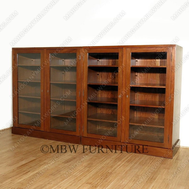 Large Mahogany Executive Office Bookcase w/ 4 Lockable Glass Doors