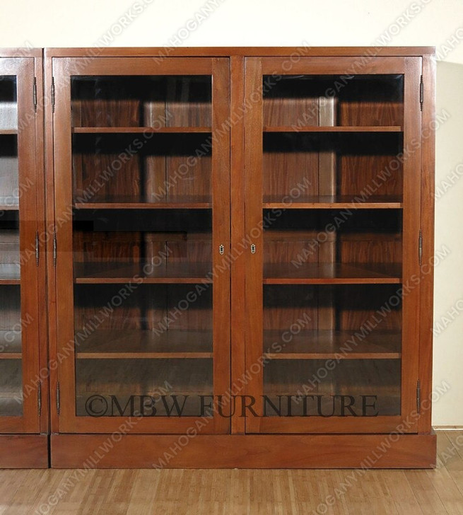 11ft Mahogany Bookcase w/ 4 Lockable Glass Doors