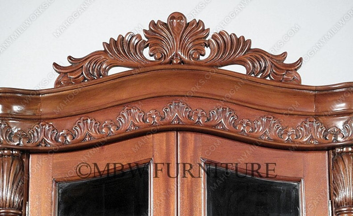 Walnut Rococo China Curio Display Cabinet Hutch