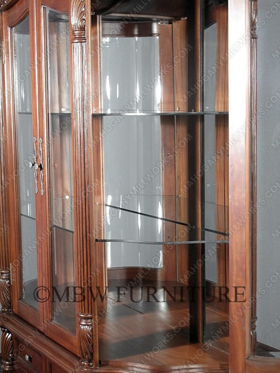 Walnut Rococo China Curio Display Cabinet Hutch