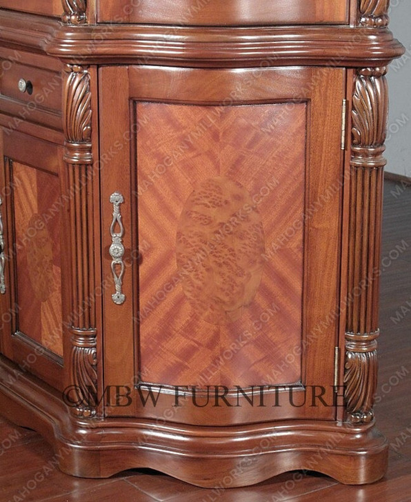 Walnut Rococo China Curio Display Cabinet Hutch