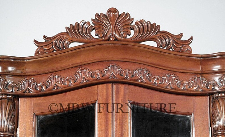 Walnut Rococo China Curio Display Cabinet Hutch