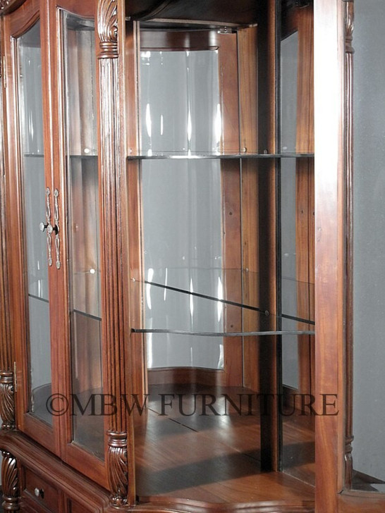 Walnut Rococo China Curio Display Cabinet Hutch