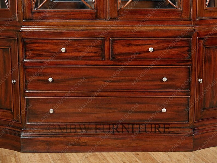 6Ft Wide Mahogany Victorian Curio Display China Cabinet